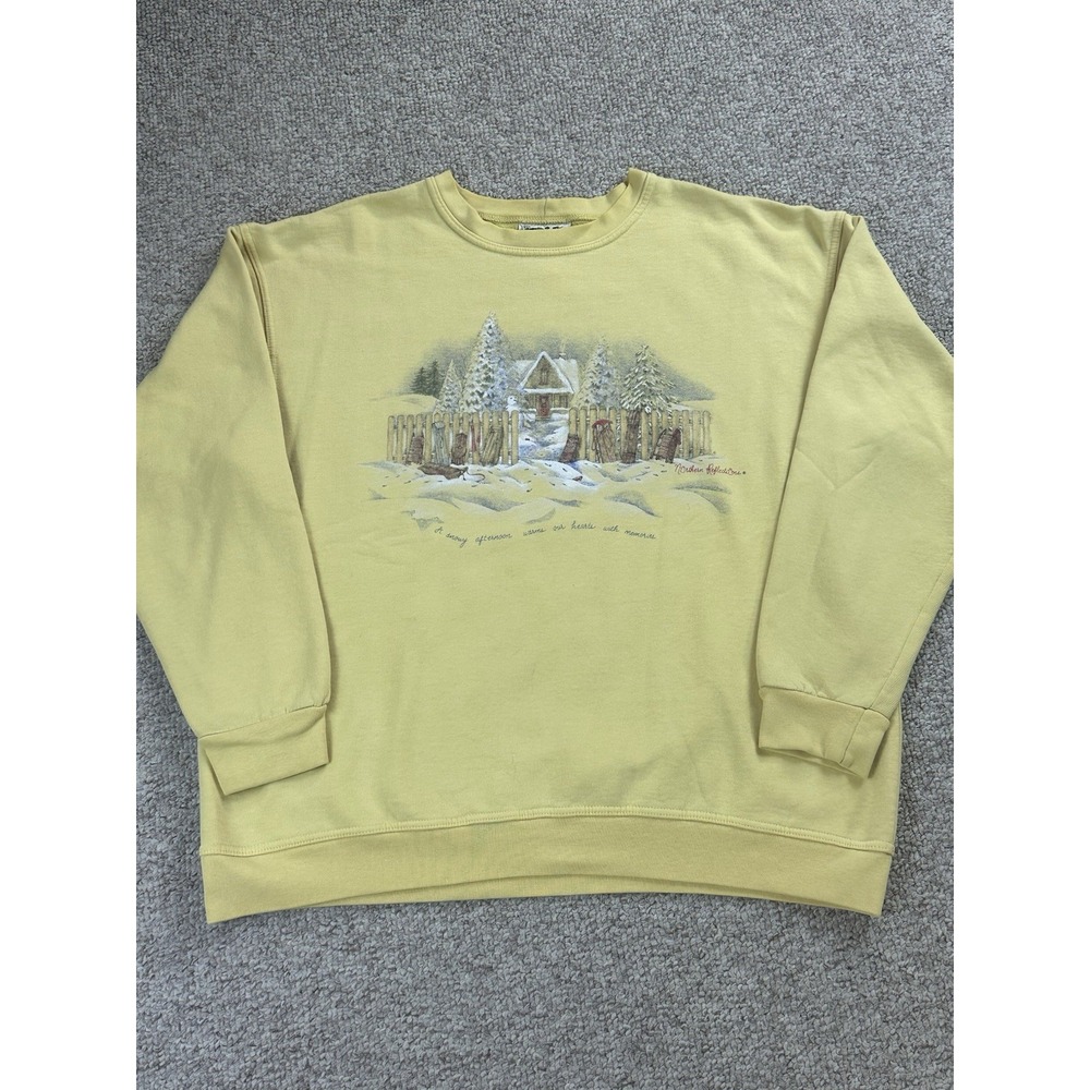 Vintage Northern Reflections Snow Sleds Sweatshirt Women's Size XL Yellow 90's